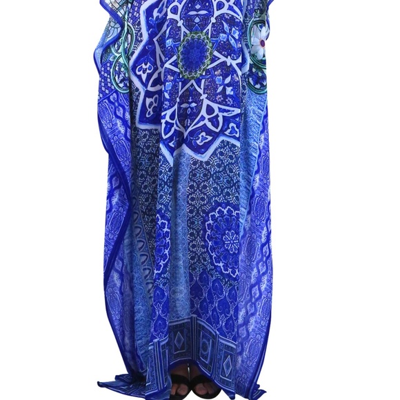 White and blue dress kaftan sale upto 75% OFF Kaftan dresses - Picture 4 of 5